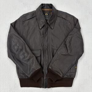 US Wings Flight Jacket Mens size Large Brown A-2 Bomber Leather Military Aviator